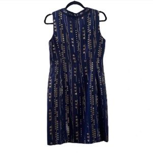 Toryburch Navy Gold Polka dot Sheath Dress